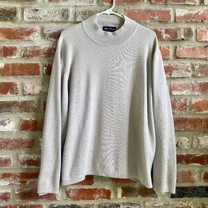Eddie Bauer Men's Mock Turtleneck Sweater, Pale Gray, Cotton, Size XXL.
